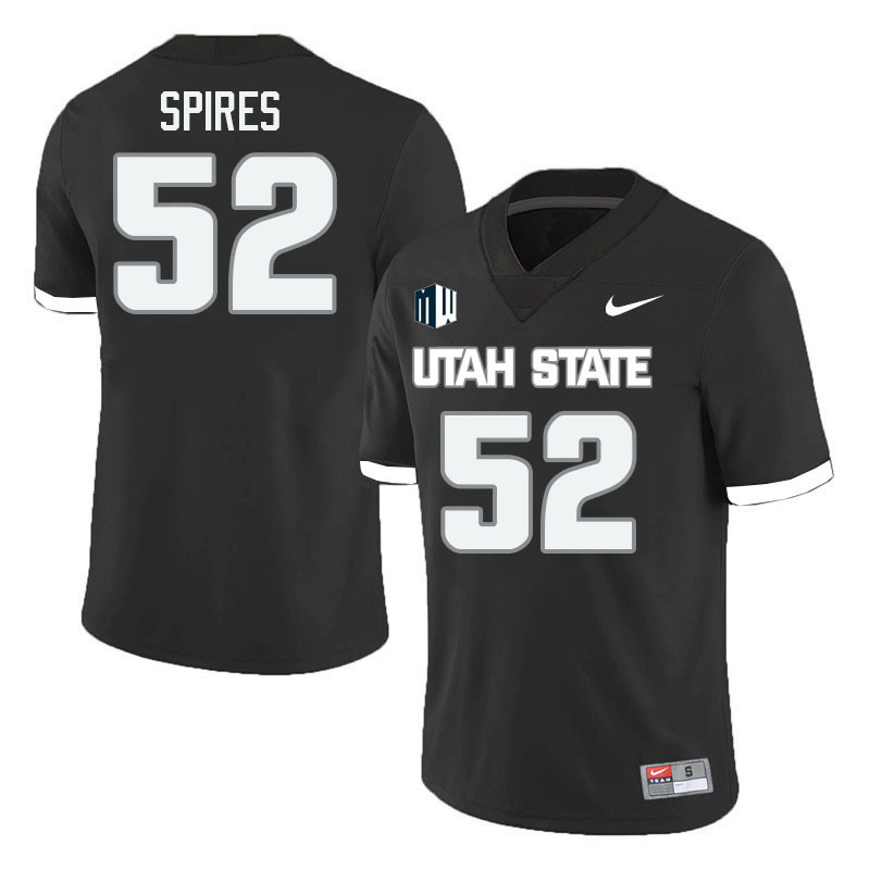 Utah State Aggies #52 Blaine Spires College Football Jerseys Stitched Sale-Black